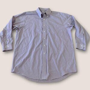 Brooks Brothers Dress Shirt Mens Size 17 2/3” Neck Red White Blue Striped Cotton